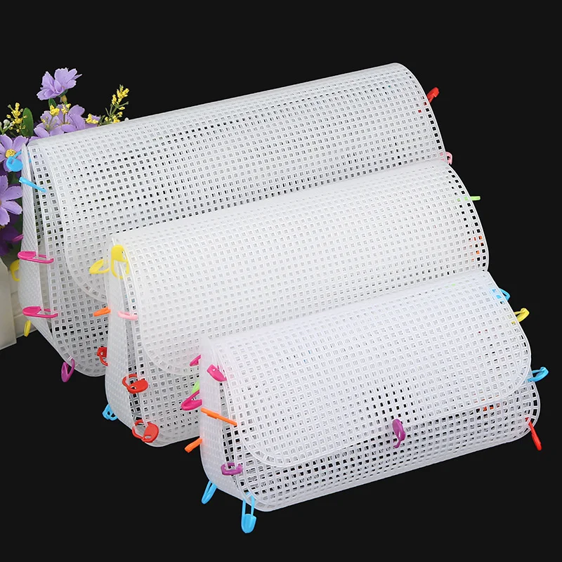 Plastic Mesh Cloth For Bag Making DIY Handcraft Bags Weaving Material Latch Hook Bags Made Plastic Grid Hook Crafts Accessories