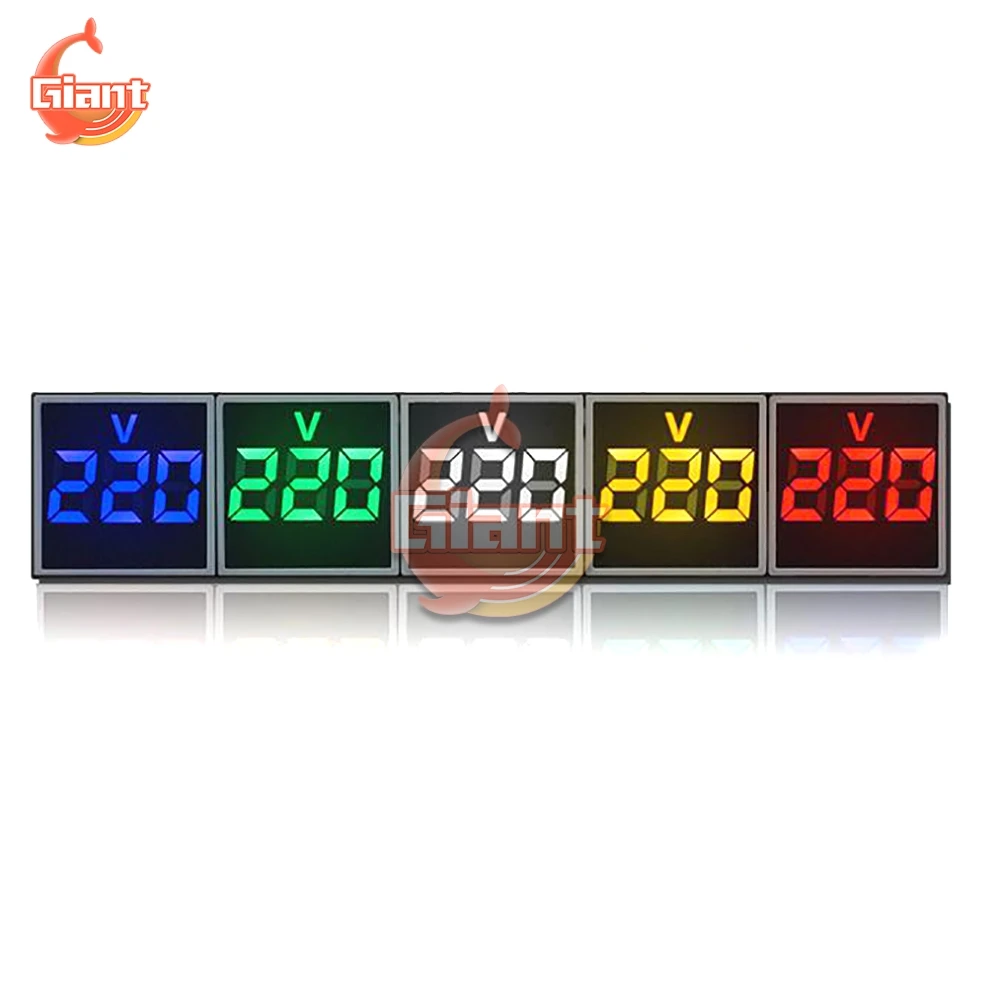 AC 20-500V 22MM Digital Mini LED Display Voltmeter Square Panel Voltage Tester Meter Volt Meter Monitor Red Green LED Indicator