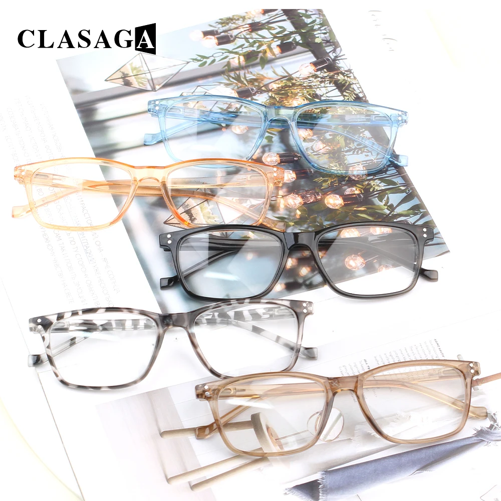 

CLASAGA 5 Pack Spring Hinge Reading Glasses Lightweight and Comfortable Color Frame Men Women HD Prescription Eyeglasses