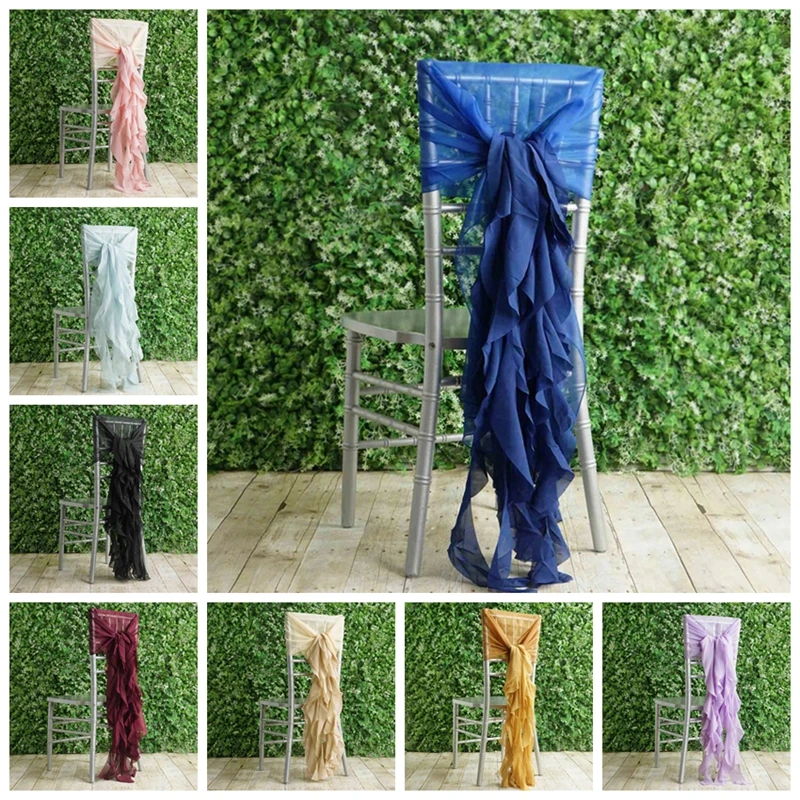 

25 50 100pcs Chiffon Chiavari Chair Cover Wedding Chair Cap Hood For Event Party Banquet Decoration