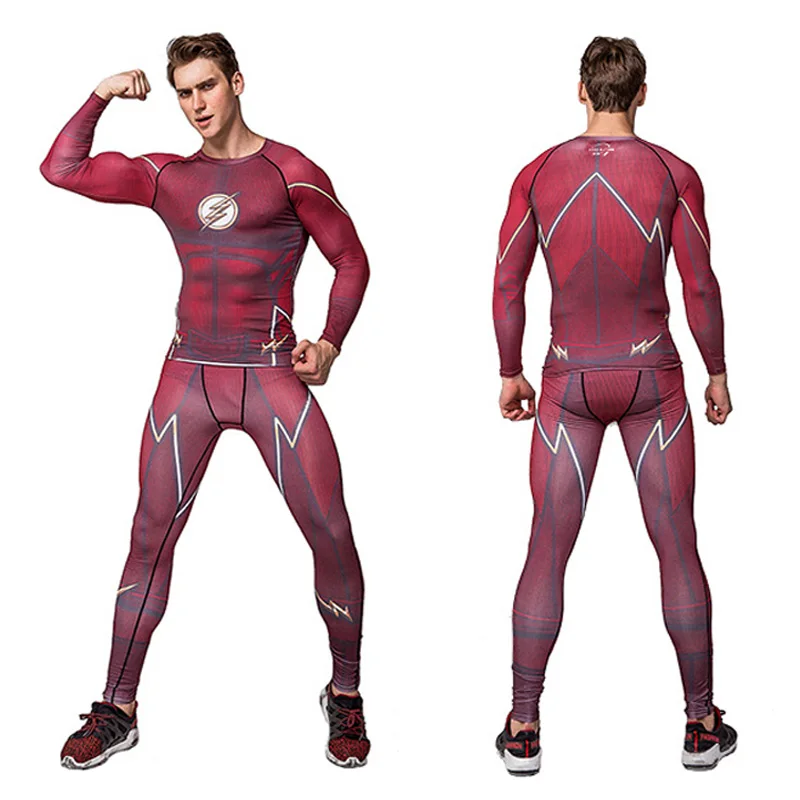 Men\'s Compression Sport Suits Running Set Gym Workout Clothes Sportswear Fitness Dry Fit Shirt Tights Cosplay MMA BJJ Rashguard