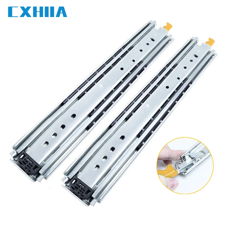 CXHIIA Heavy Duty Drawer Slides With Lock In Out Locking Function Capacity Of Load-Up To 200 Kg 3 Fold Full Extension1Pair