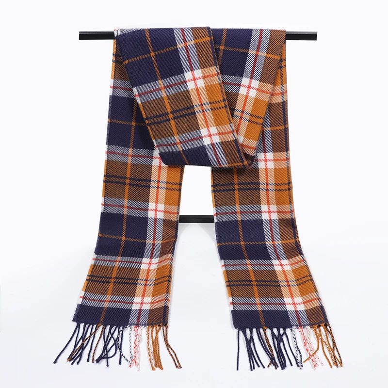 Women Plaid Print Winter Scarf Warm Lady Cashmere Pashmina Scarves Women Neck Warps Foulard Tassel Shawls Bandana