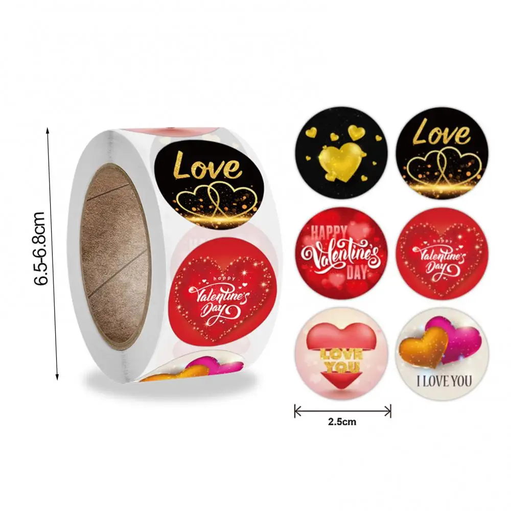 500Pcs/Roll Hart Patroon Labels Stickers Valentines Gift Verpakking Decor Decals