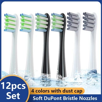 12Pcs Replacement Brush Heads for Oclean X/ X PRO/ Z1/ F1/ One/ Air 2 /SE Sonic Electric Toothbrush Soft DuPont Bristle Nozzles