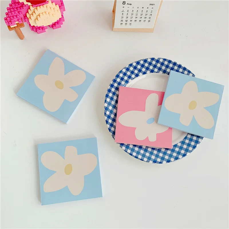 Korean Ins Flower Macarone Color Cute Memo Pad Square Notepad Stationery Kawaii Office Message Paper School Supplies 50 Sheets