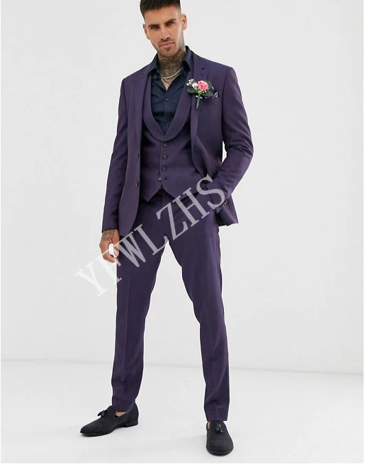 

Handsome Groomsmen Notch Lapel Groom Tuxedos Mens Wedding Dress Man Jacket Blazer Prom Dinner (Jacket+Pants+Tie+Vest) A026