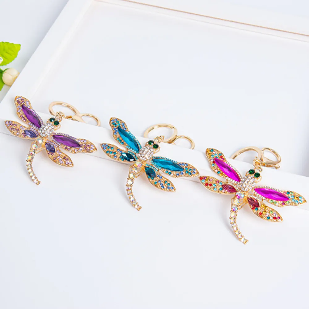 Fashion Keychain Keyring blingbling Rhinestone Dragonfly Key Chain Ring A208