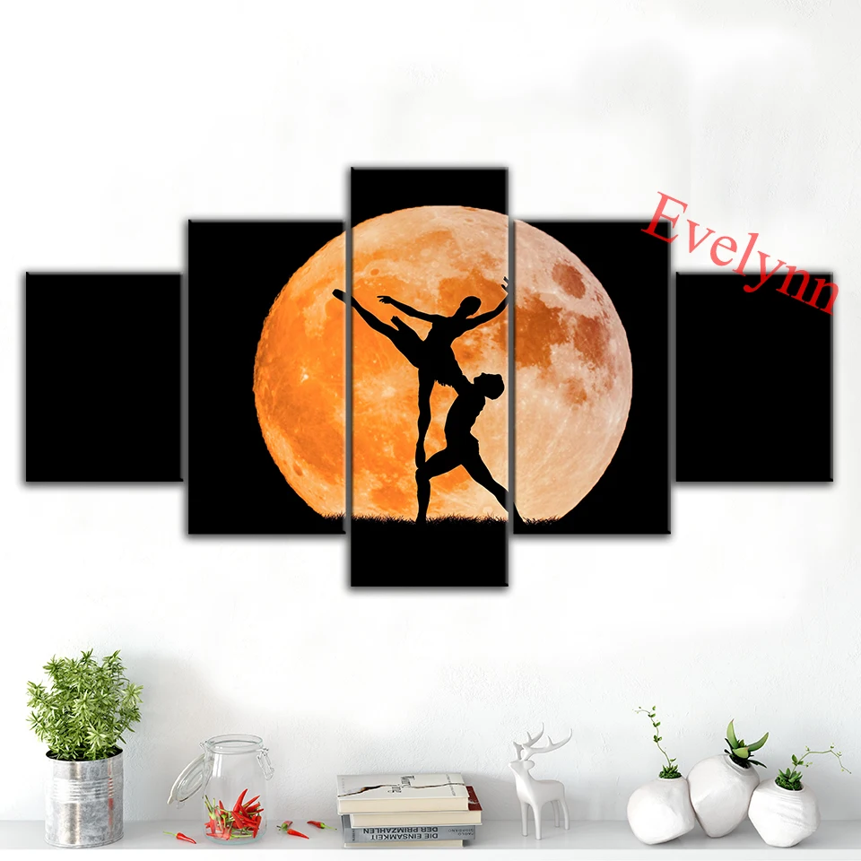 

5 Pieces Poster Boy And Girl Dance, Ballet Painting Posters And Prints Canvas Wall Art Modular Pictures Living Room Decor Frame