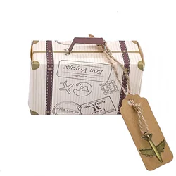 100pcs Mini Suitcase Kraft Candy Box Bonbonniere Wedding Gift Boxes Travel Themed Party for Anniversary Birthday Baby Shower Box