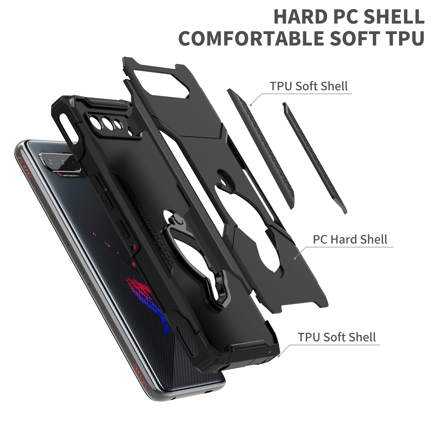 Imagem -06 - Zshow-armor Case para Asus Rog Phone 5s Air Trigger Compatível com Kickstand Dust Plug Proteção contra Queda