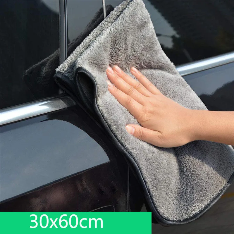 Serviette en microfibre pour le nettoyage et le séchage de la voiture, chiffon épais pour le lavage