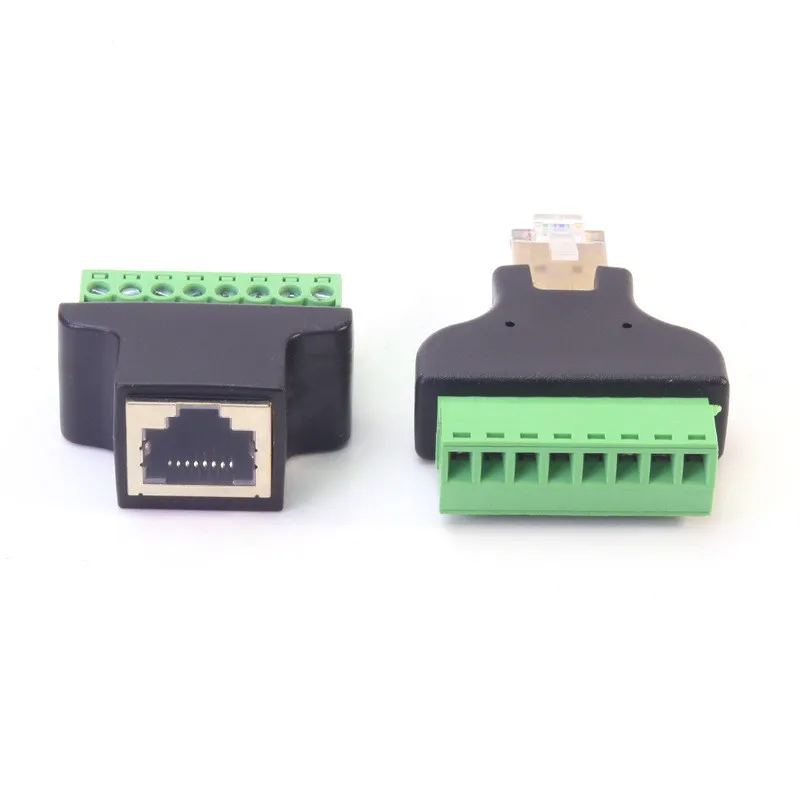 RJ45 to 8Pin Modular No Welding Plug Rj-45 Network Cable Connector Adapter for Cat5 Cat5e Cat6 Rj 45 Ethernet Cable Plugs Heads