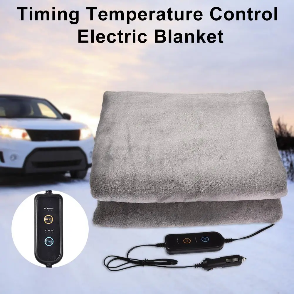 

​Gray Flannel Car Heating Blanket 145x100cm Large Size Digital Display Electric Blank Keep Warm In The Cold Winter For Road