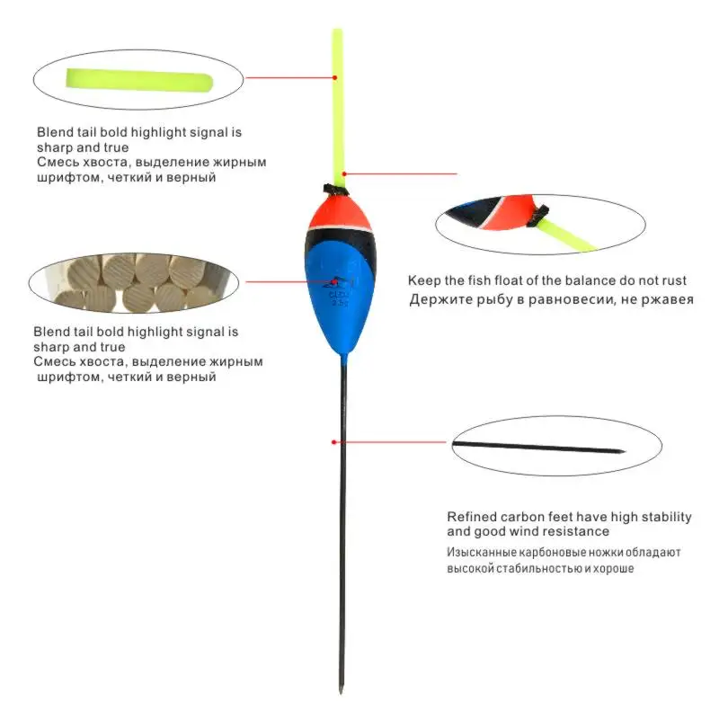 Topline Tackle 10PCS/bag Fishing Floats Mix Color Smart Float Kit Luminous Floating Fishing Light Fishing Float and Bobber Kit