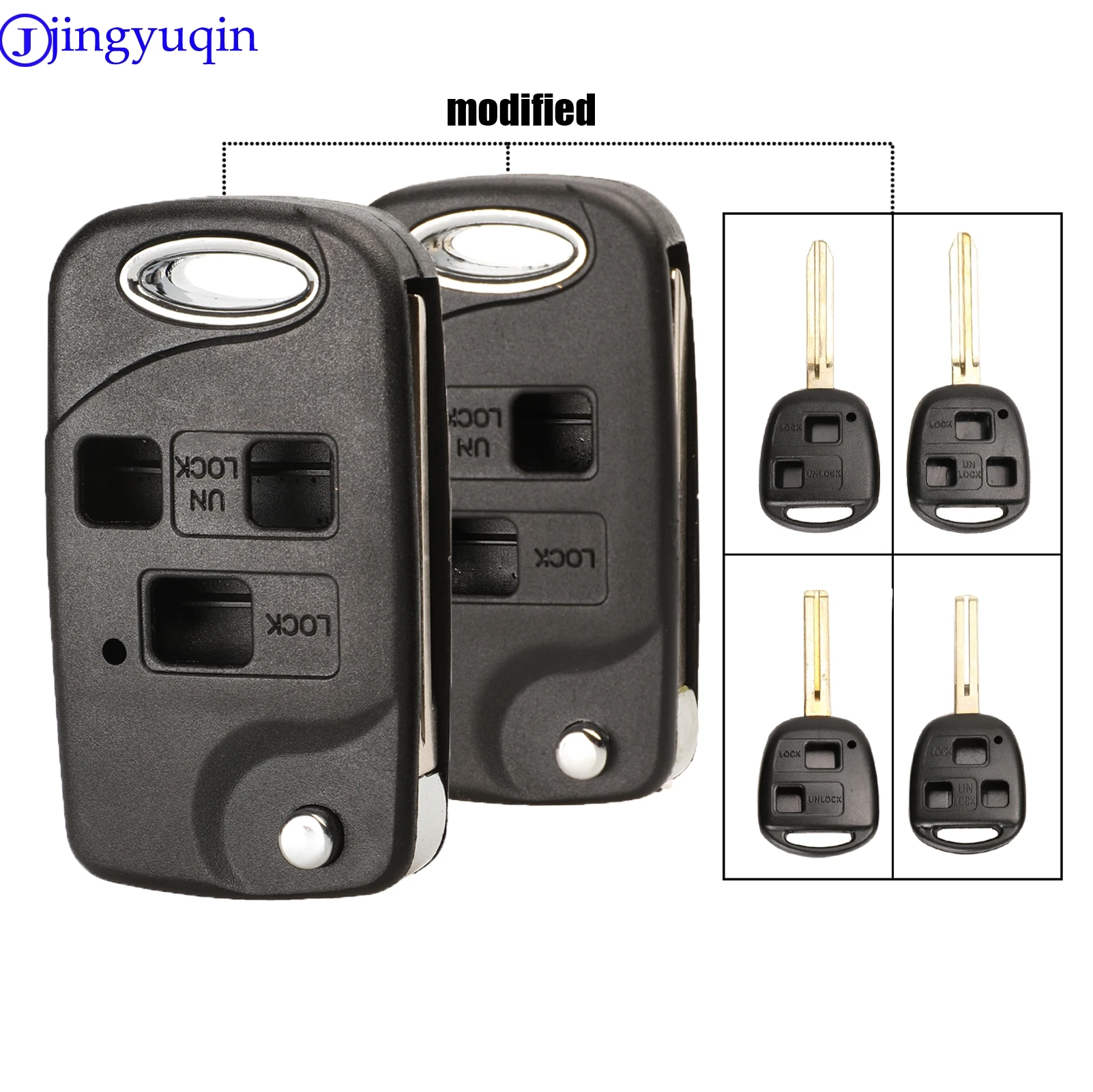 

jingyuqin 10ps Toy43 Toy47 2/3 Buttons Remote Folding Flip Car Key Shell Case For Toyota Yaris Carina Corolla Avensis Cover