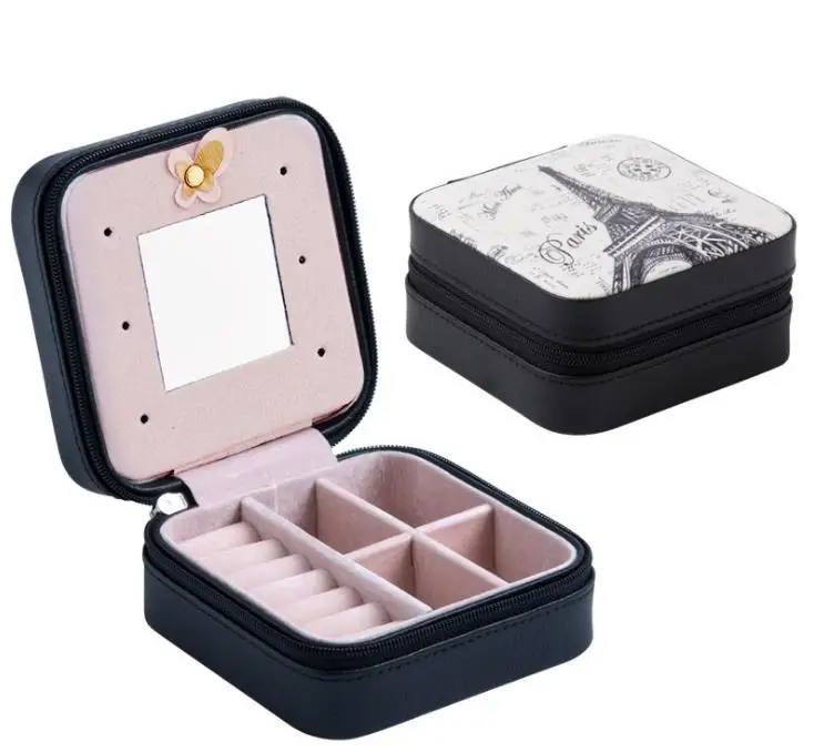 

50pcs Women's Mini stud earrings rings Jewelry Box Useful Makeup Organizer With Zipper Travel Portable Jewelry Box SN2857