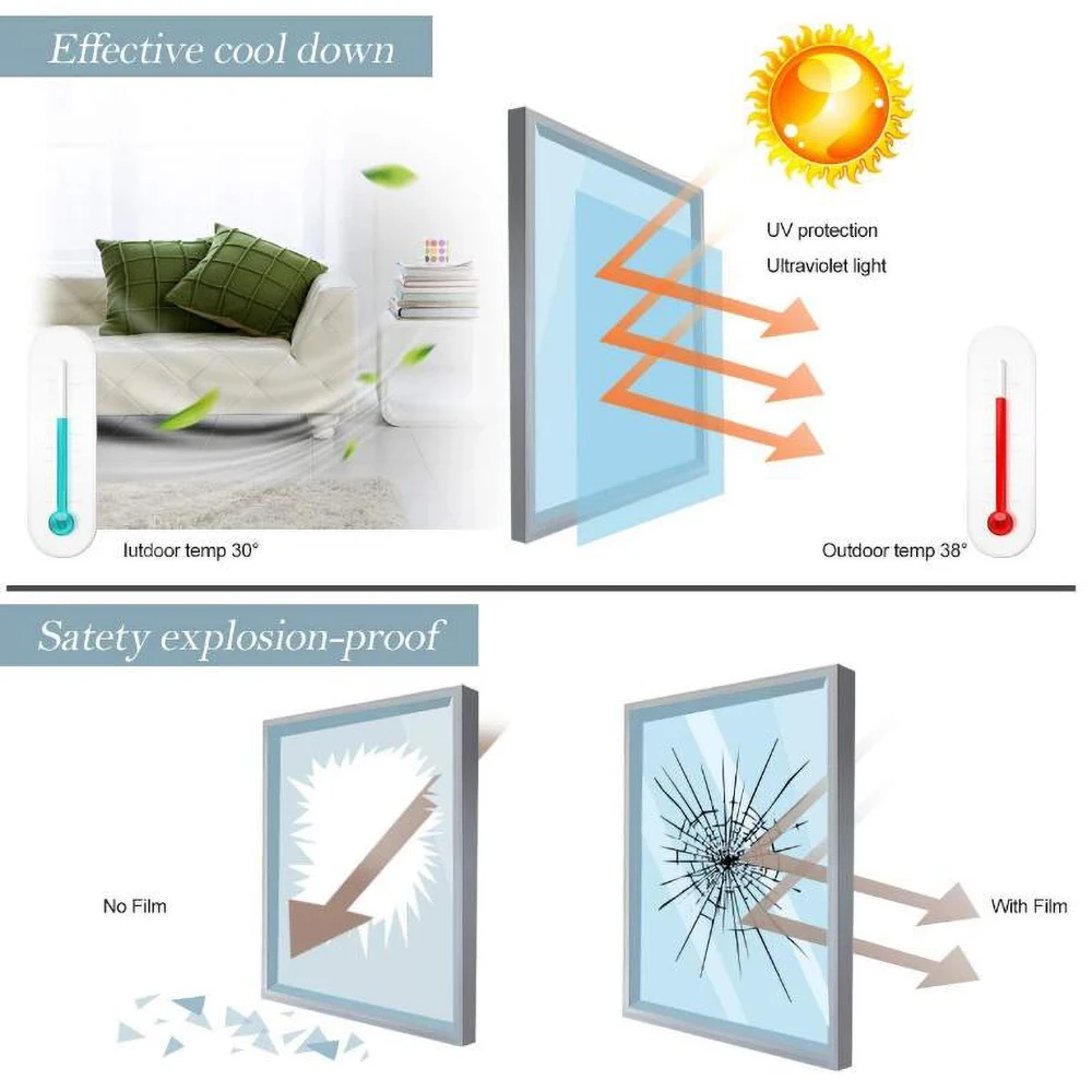 Window Film Privacy Mountain Scenery Frosted Glass Sticker UV Blocking Heat Control  Window Coverings Window Tint for Homedecor