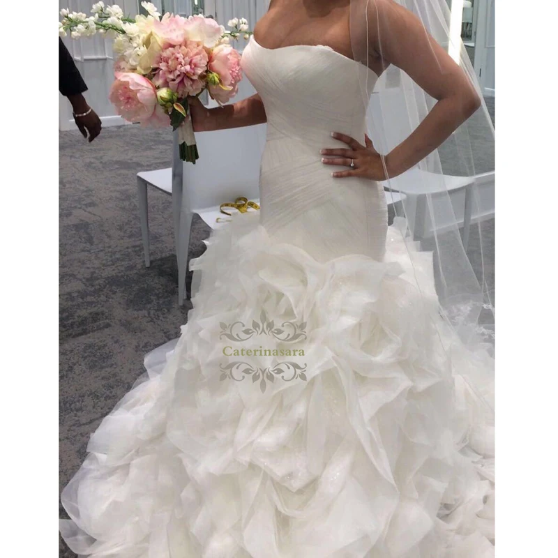 Sayang Putri Duyung Gaun Vestidos De Novia Putih/Gading Tulle Ruffledcustomized Gaun Pengantin Pernikahan Gaun