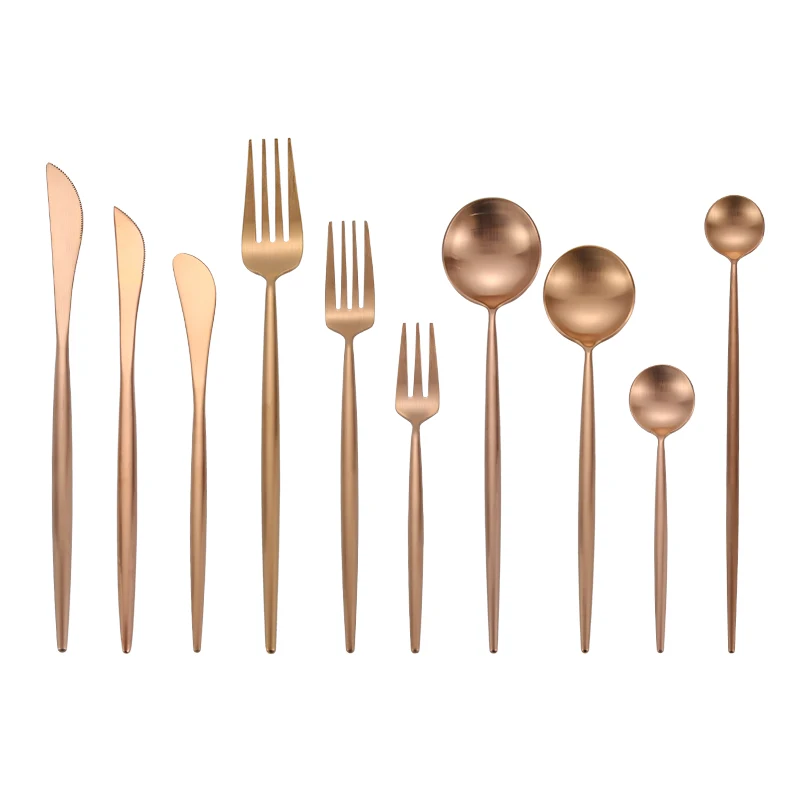 Rose Gold Cutlery Set Spoon Fork Knives Silverware Set Dessert Butter Spoon Chopsticks Kitchen Dinnerware set Western