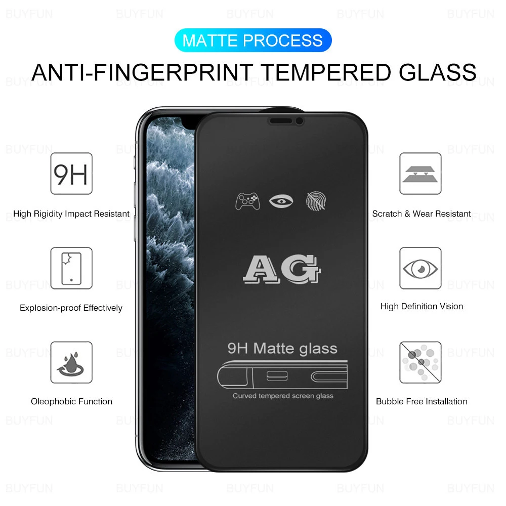 Matte Tempered Glass For OnePlus 9 9R 8T 7 7T 6 6T Frosted Anti Fingerprint Full Cover Screen Protector Film Protective Glass