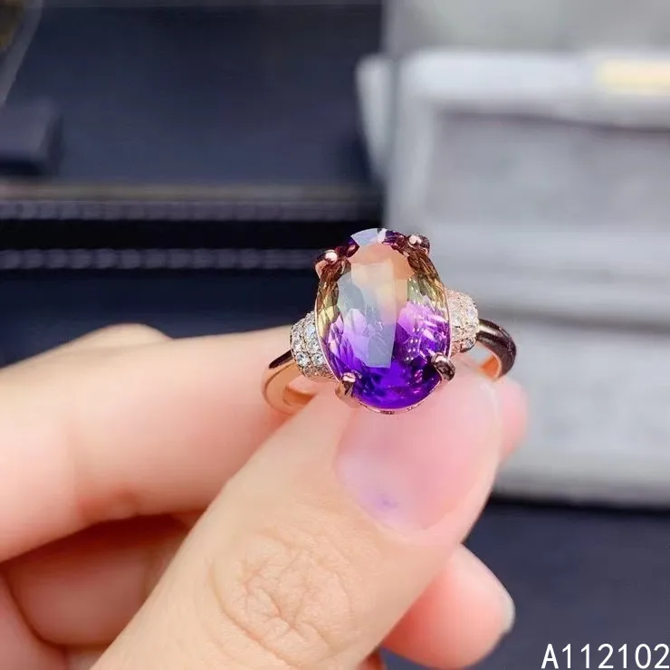 

KJJEAXCMY fine jewelry S925 sterling silver inlaid Ametrine new girl luxury ring support test Chinese style hot selling