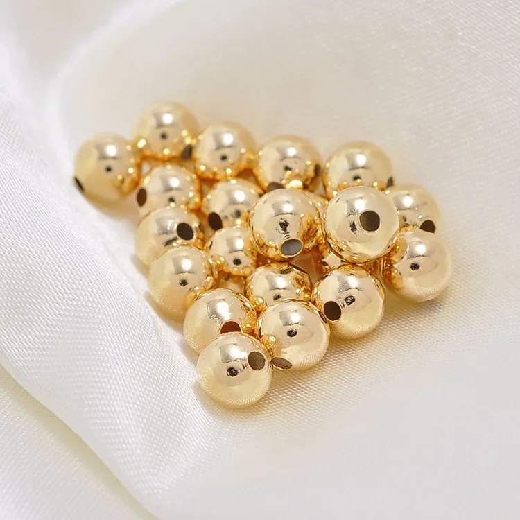 JFE34 New Arrivals Round Shape Beads Accessories Gold Electroplated Beads For Fashion DIY Jewelry Making Findings 2-10mm Beads