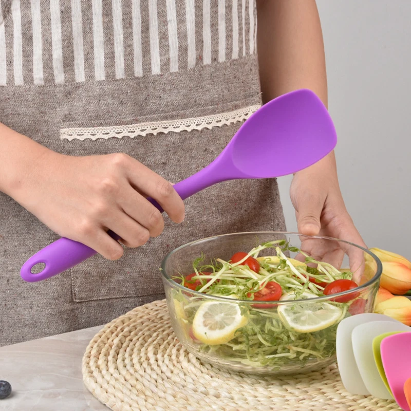 Food Grade Silicone Spoon Spatula Heat Resistant Cooking Spoon Flexible Nonstick Baking Scraper Stirring Scooping Salad Mixing