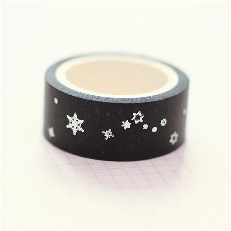 4pcs Glitter Washi Tape Set Gold Silver Foil Paper Masking Tapes Moon Star Snow Decoration Stickers Album Wrapping A6056