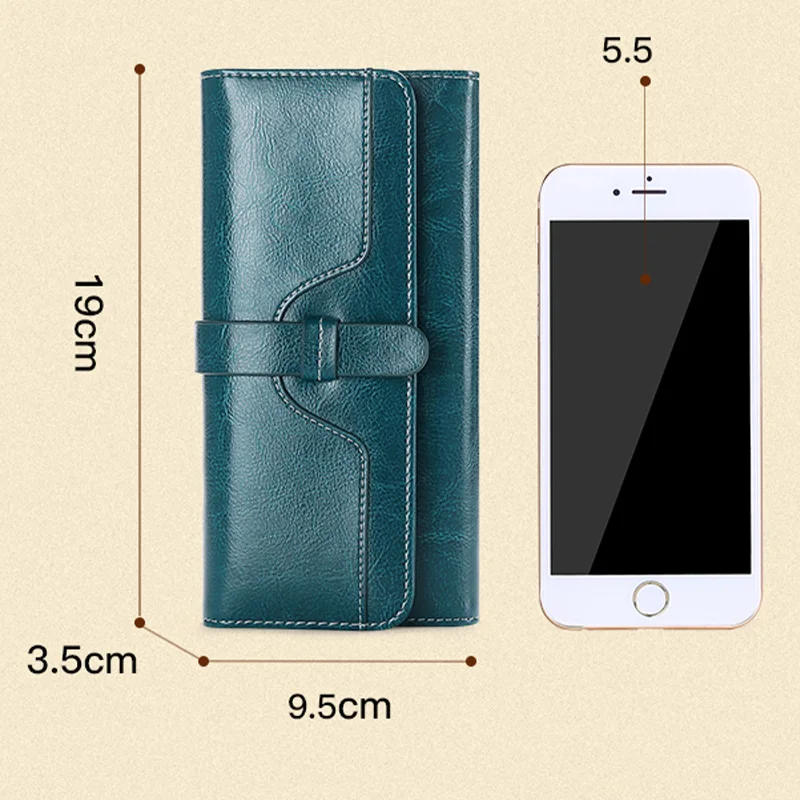 Zency Fashion Retro Bags For Women\'s Genuine Leather Clutch Bag High Capacity Quality Wallet Card Case Coin Long Zipper Purse