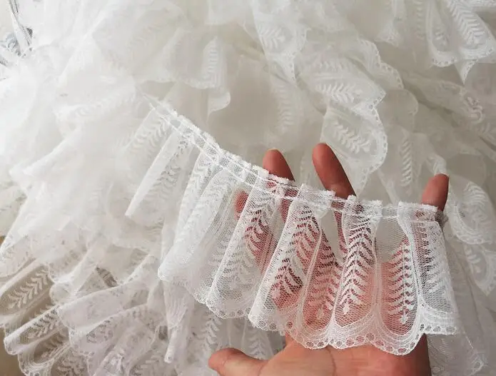 9CM Wide Fashion Mesh White Black Embroidery Flower Lace Fabric Trim Ribbon DIY Sewing Applique Collar Cloth Guipure Dress Decor