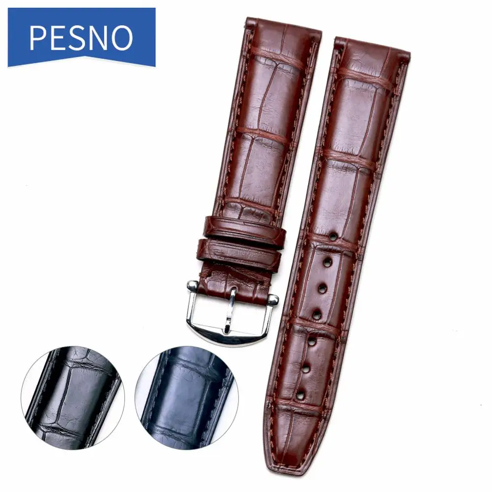 

Pesno Watch Band Black Brown Dark Blue Watch Accessory 20mm 22mm Alligator Leather Strap for IWC Portofino Family Chronogroph