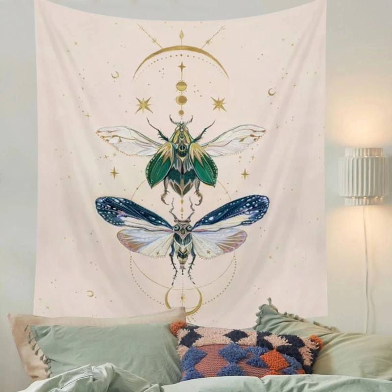 butterfly Floral Tapestry Moon Wall Hanging Ancient Wall Tapestry Witchcraft Hippie Butterfuly Tapestry Wall Carpets Tapestries