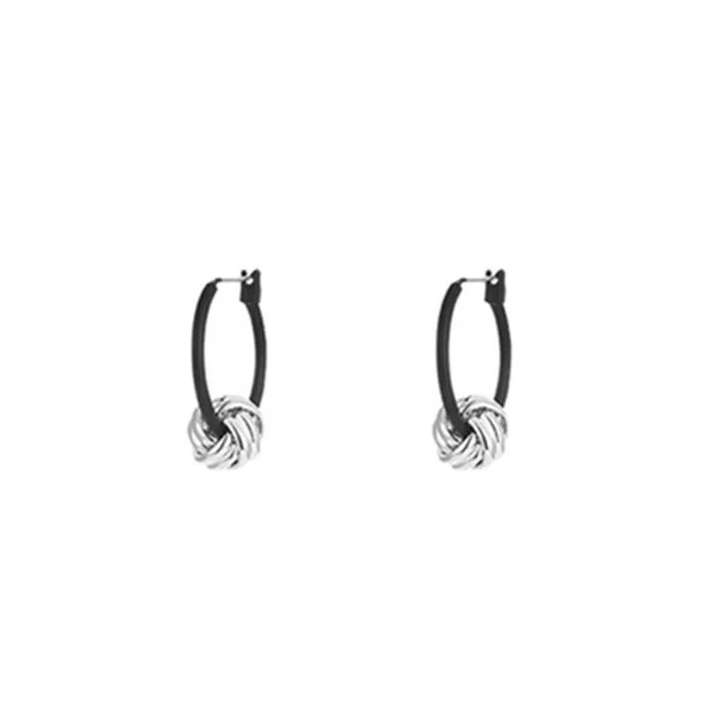 Kshmir Black earring retro temperament Earring female simple Korean knot earring buckle personality hoop earrings 2020