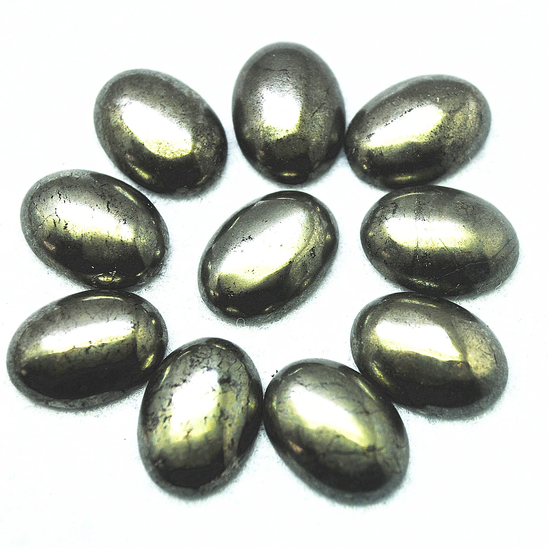 5PCS Natural Pyrite Stone Cabochons Oval Shape 10X14MM 15x20MM 18X25MM  NO Hole Loose Beads For DIY Jewelry Accessories