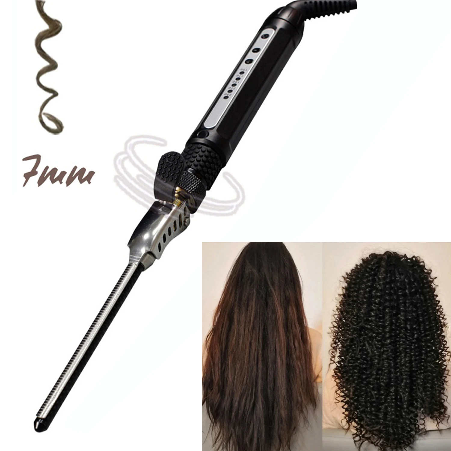 

Professional 7mm Curler Iron Wand for Man Roller PTC Heating Cone Hair Styling Appliances Set Beauty Salon Styler for Women