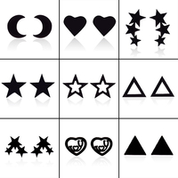 New Fashion Stud Earrings For Women Jewelry Stainless Steel Black Star Heart Geometric Earrings For Women Men Accessories, 1Pair