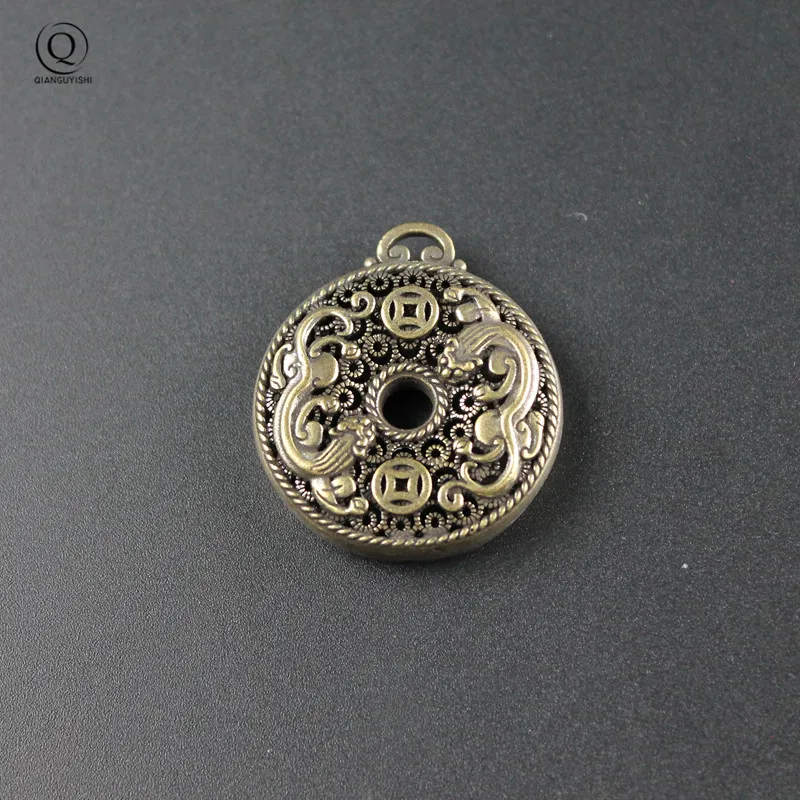 Pure Brass Pixiu Coins Six Words Cylinder Pendant Keychain Hanging Necklace Jewelry Handmade Copper Buddhism Sutra Keyring