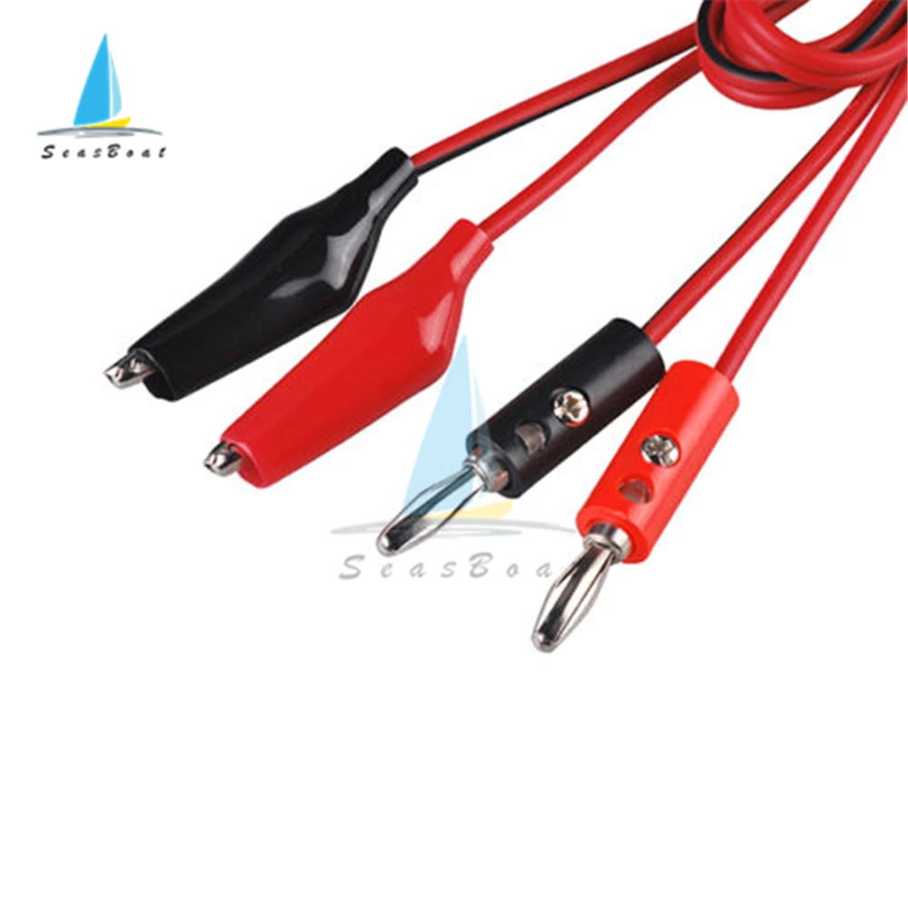 1M Alligator Cilp to AV Banana Plug Test Cable Lead Connector Dual Tester Probe 35mm Crocodile Clip for Multimeter Measure Tools