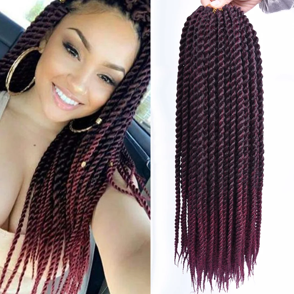 Cabelo sintético estrela senegalês trançado twist completo para mulheres, tranças de crochê pré-torção, preto, ombre, marrom, loiro, cosplay, 30 Strand