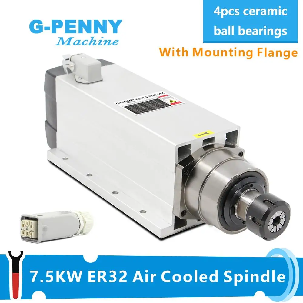 

7.5KW CNC Wood working spindle motor 220v 380v Air Cooled Spindle ER32 300Hz 18000rpm air cooling spindle motor with Mount