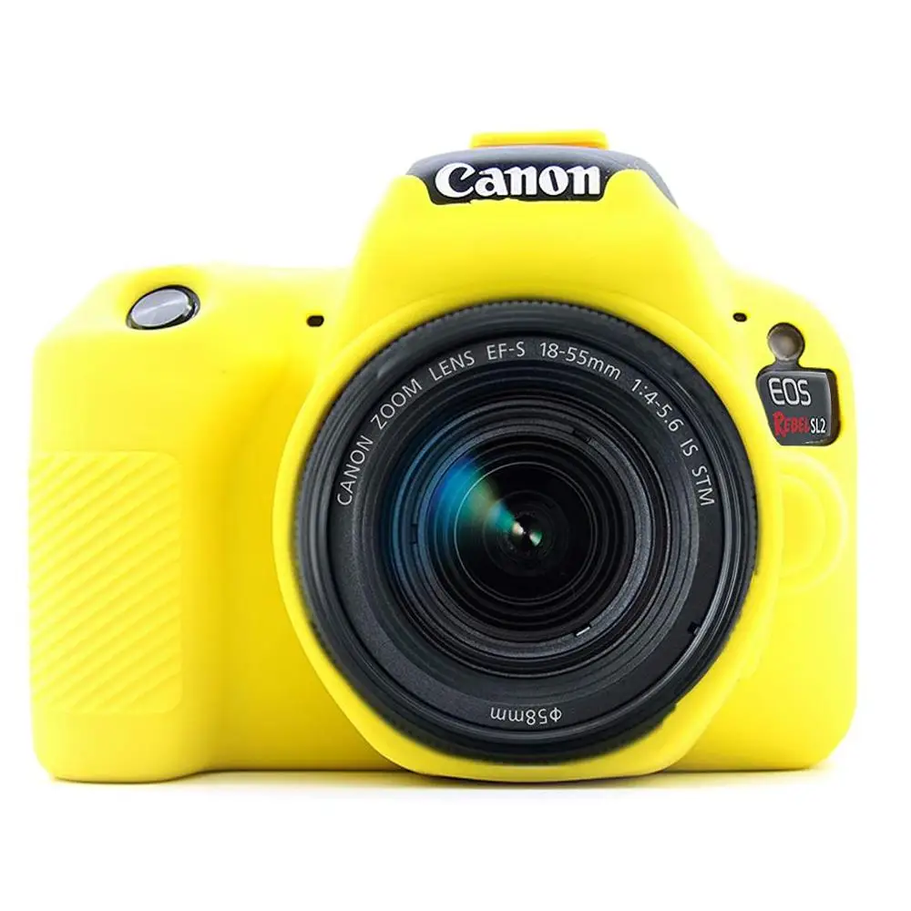 جراب واقٍ من السيليكون لكاميرا Canon EOS 200D Mark II 250D ، Rebel SL2 SL3 DSLR