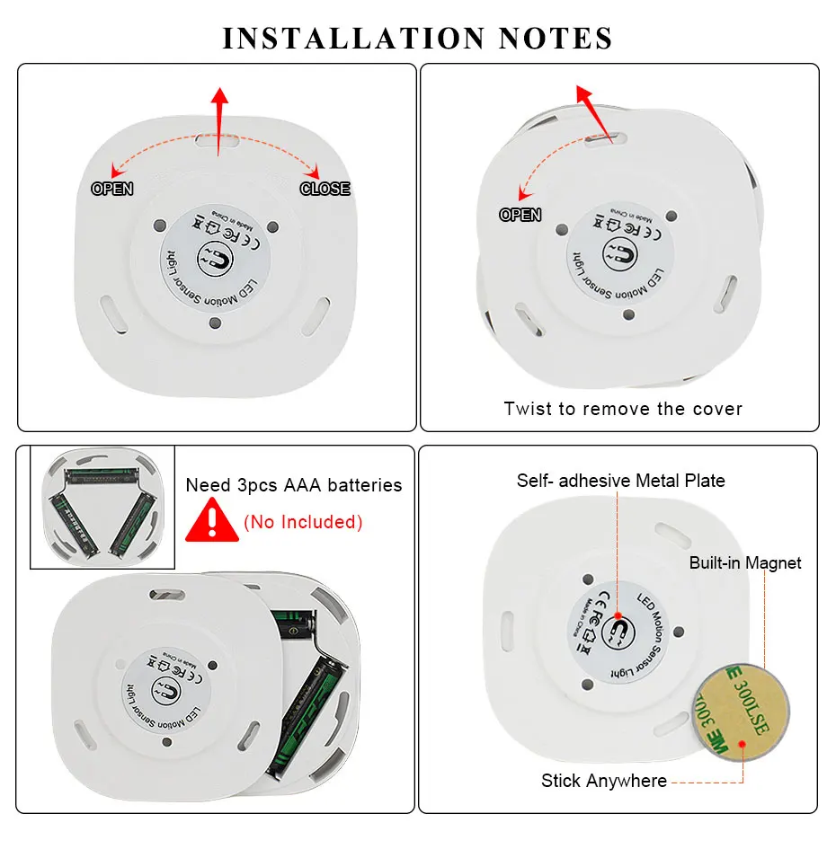 LED Night Light Built-in Magnet Security Wall Lamp 10 LEDs Infrared PIR Motion Sensor Lamp AAA Battery-powered Mini Closet Light