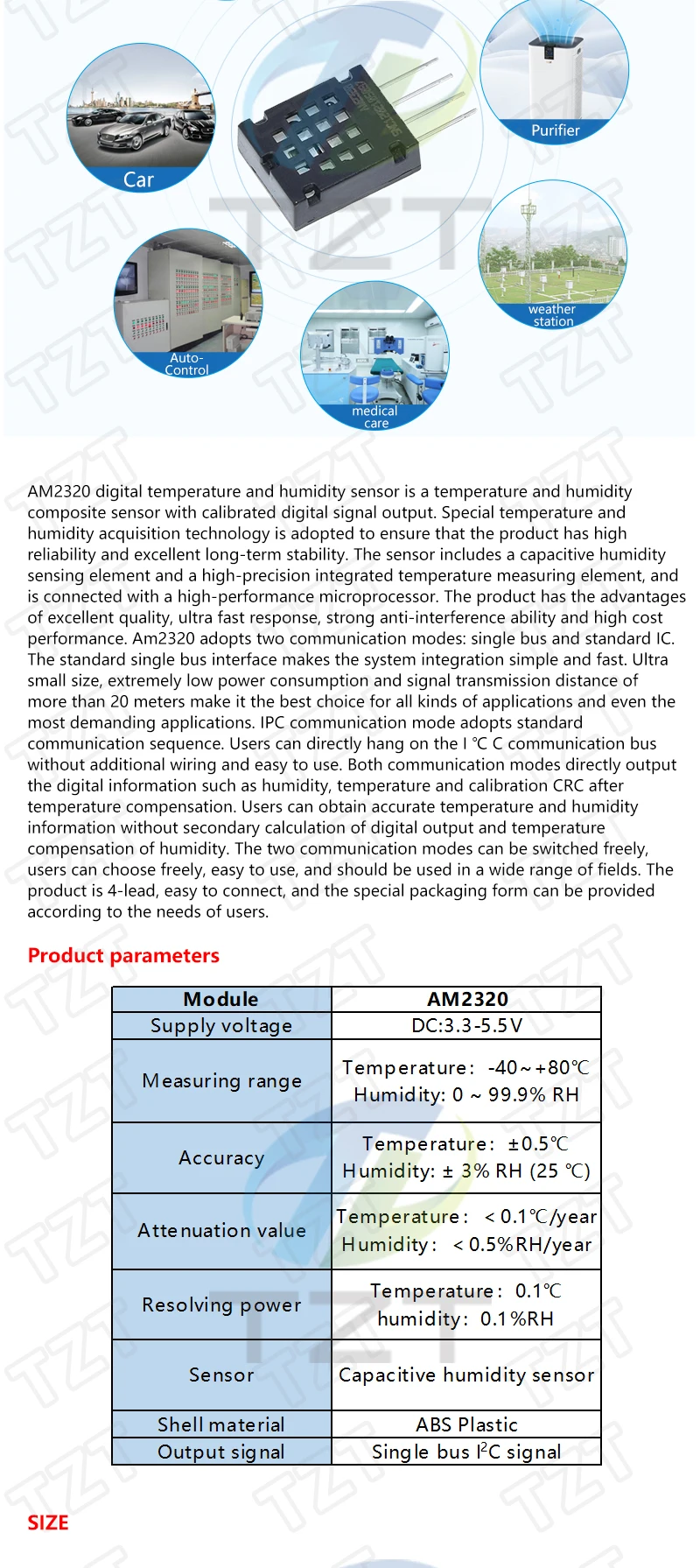 Digitale Temperatur- und Feuchtigkeitssensoren TZT DHT11 DHT22 AM2302 AM2301 AM2320 MW33 Sensor und Modul für Arduino elektronisches DIY – Detail 9