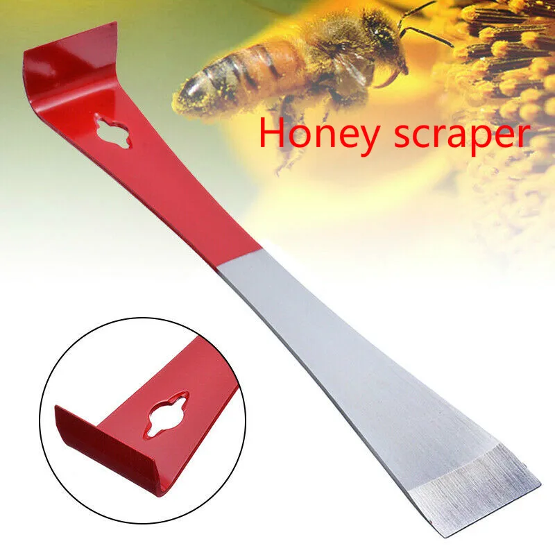 1PCS red honey scraper, beekeeping machine honey scraper, multifunctional stainless steel beekeeping tool