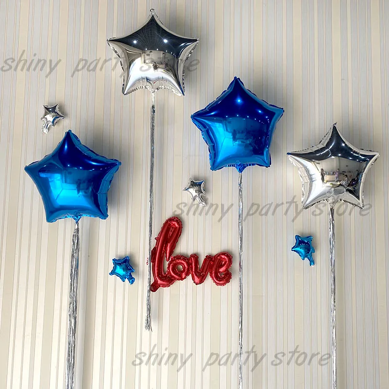 18inch Foil Baloons Gold Silver Heart Start Shape Birthday Party Decoration Wedding Baloon Anniversaire Air Globos Helium Globos