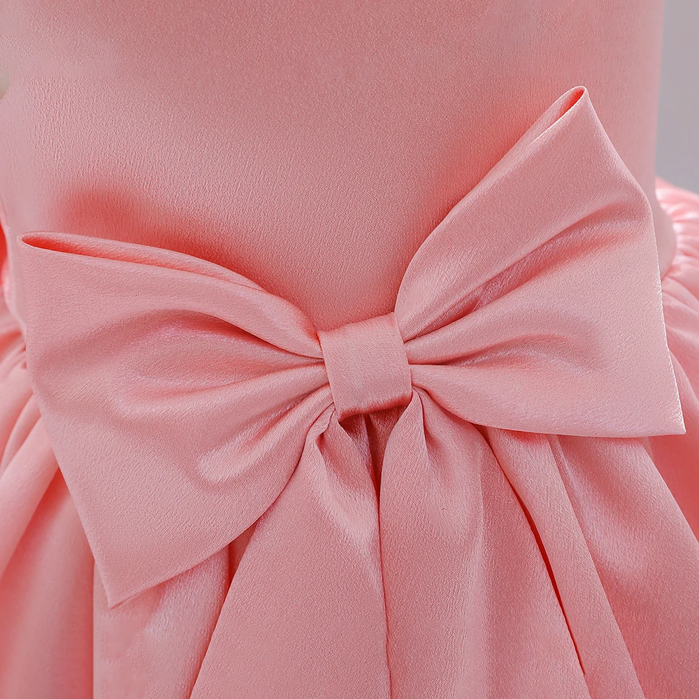 Toddler Big Bow Baby Girl Dresses Pink 1st Birthday Wedding Princess Party Kids Dress for Girls Bridemaid Christmas Prom Costume