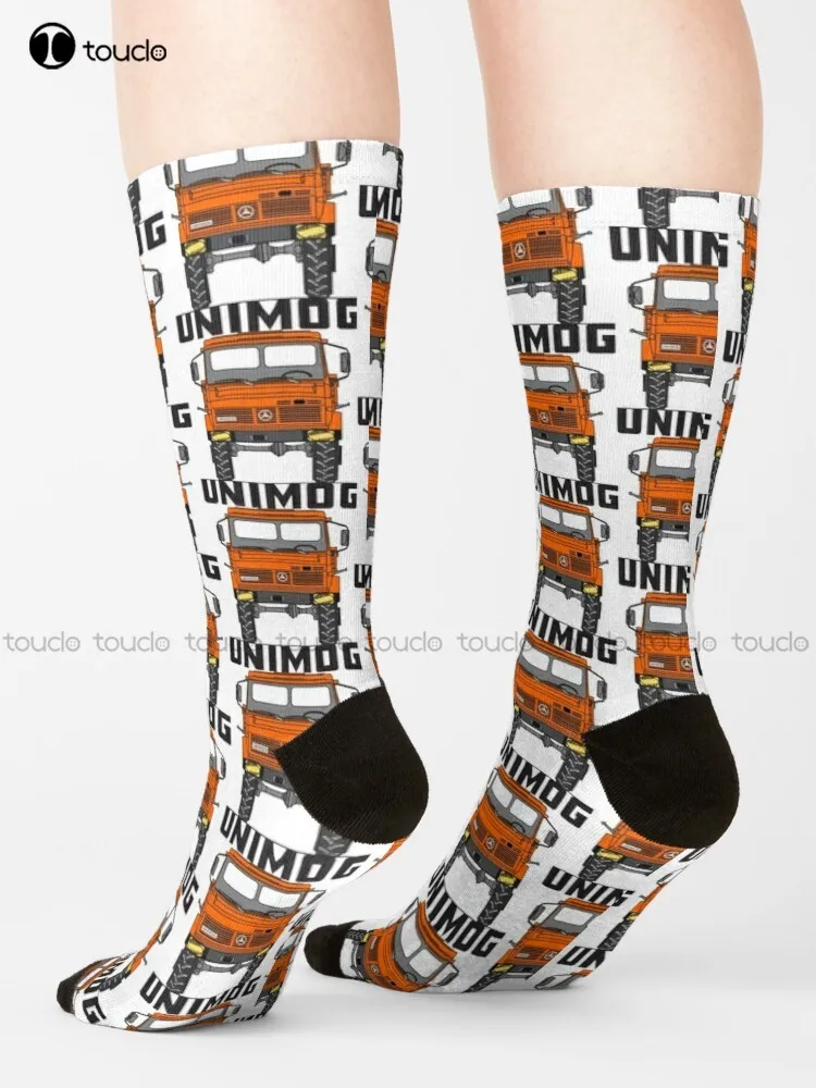 Unimog U1600 Orange Socks Women Crew Socks Christmas Gift Unisex Adult Teen Youth Socks Custom 360° Digital Print Women Men