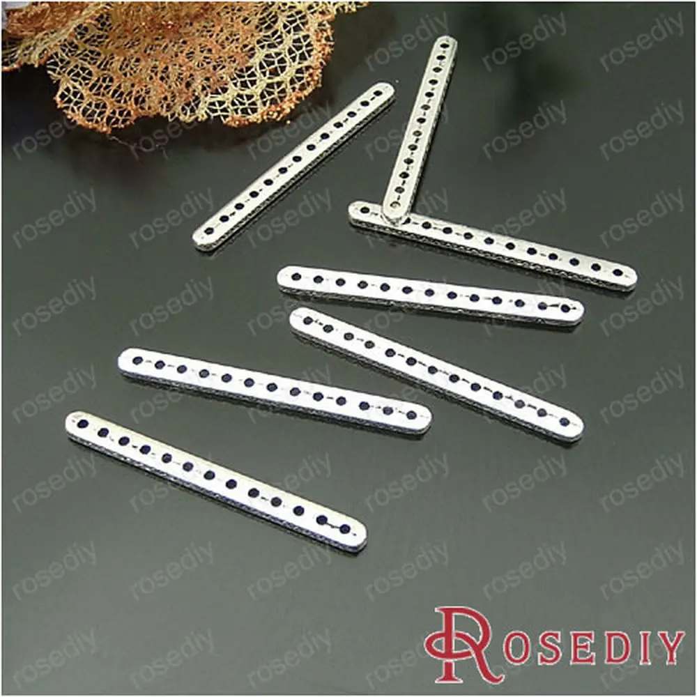 Wholesale 44*4*1.8mm Antique Silver color Bar Alloy 13 Holes Connectors Diy Jewelry Findings 50 pcs(JM5479)