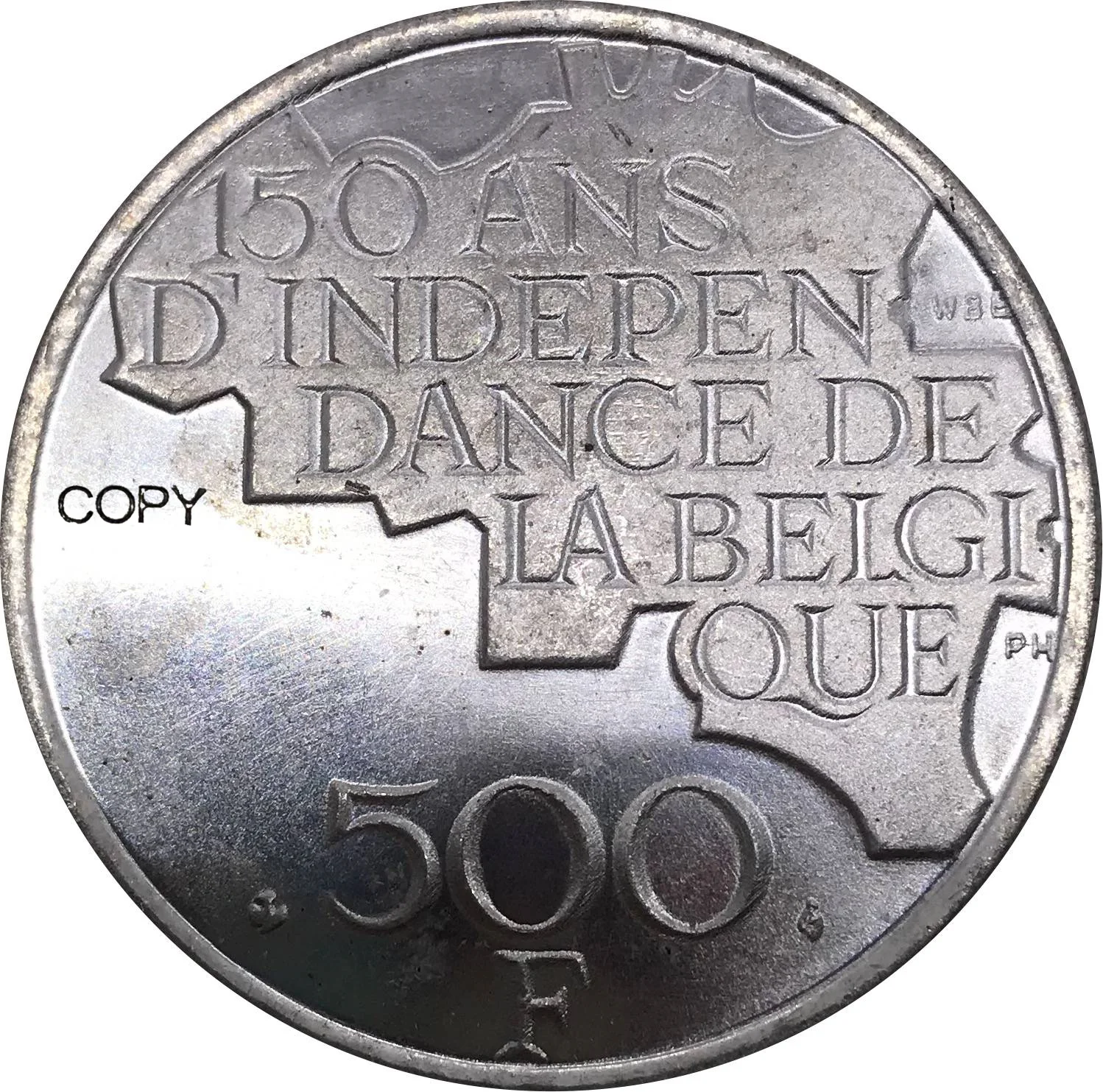 1830 Belgium 1930 500 Francs Baudouin I Dutch Text Lndependence Coin Metal Cupronickel Silver Plated Souvenir Copy Coins